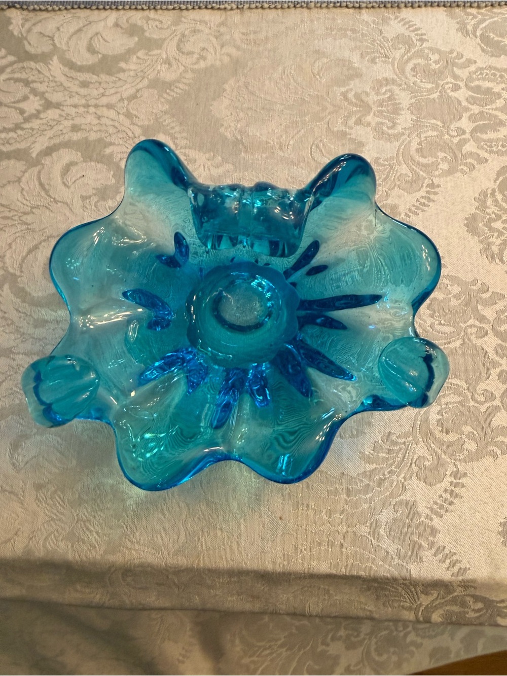 Handblown Blue Glass Bowl - Turquoise Home Art